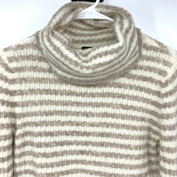 Striped Cream and White Turtleneck Sweater - Picture 3 of 11